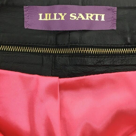 Lilly Sarti Lambskin Leather Moto Pants Size 40 Black Gold Designer Brazil - Picture 9 of 11